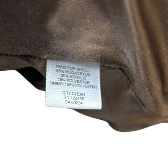 Design Lab Lord & Taylor Faux Fur Vest Tan and Brown Lined Fake Fur Vest Small - Picture 10 of 12